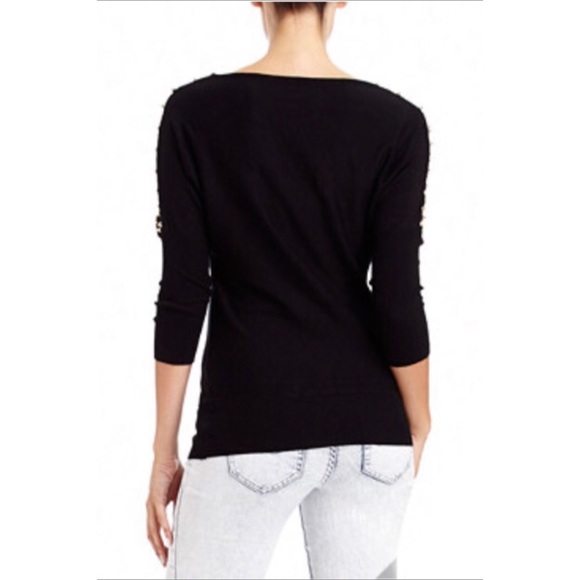 Bebe 2B Studded Spike Shoulder Sweater - Picture 2 of 11
